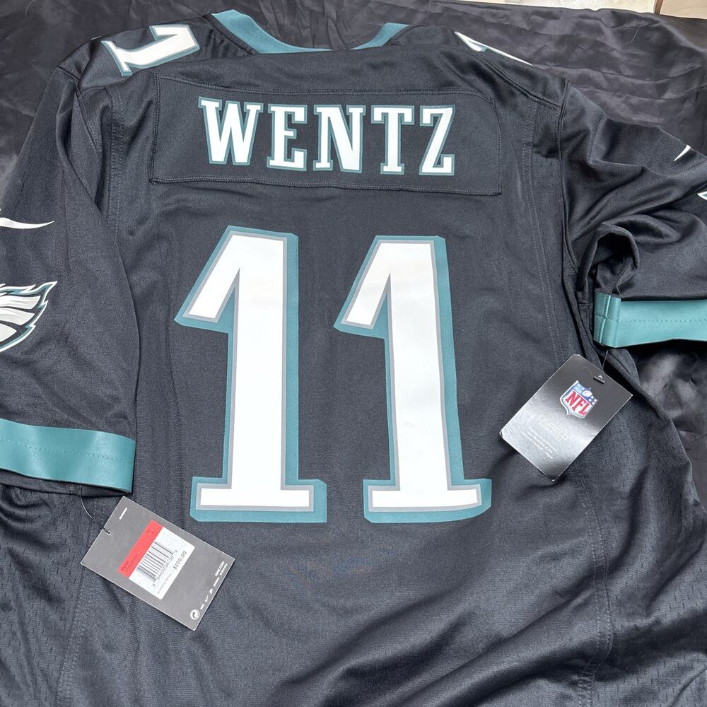 New Mens Philadelphia Eagles Carson Wentz #11 Black Jersey L Nike NWT - Picture 6 of 7
